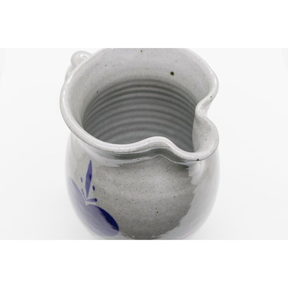 Vintage 1983 Handmade Pitcher Stoneware Pottery Heart Vase Country Folk Art - Picture 9 of 9